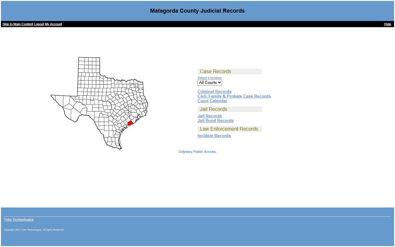 Matagorda County Jail inmate roster Tyler public access portal